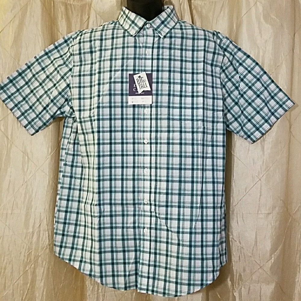 Croft & Barrow green plaid button down size L tall